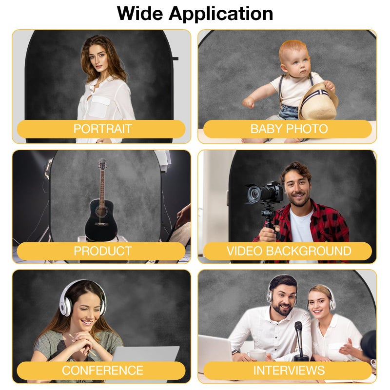 Kate Collapsible Backdrop Pop up Photo Backdrops Folded Grey Black for Photography, for Video, for Broadcast, 5x6.5ft - Image 5